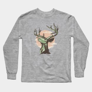 deer head with big horns Long Sleeve T-Shirt